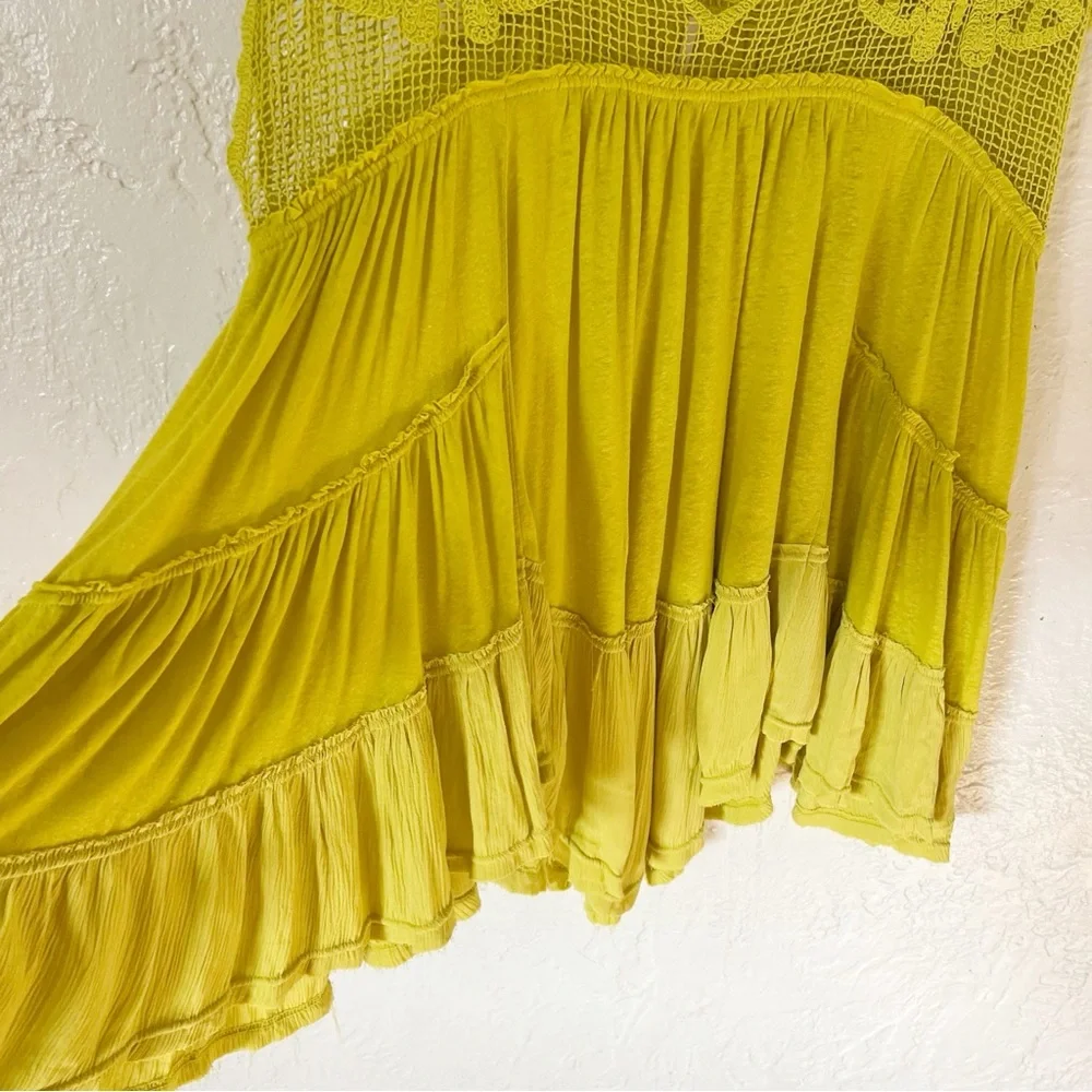 Free People Boho Crochet Pleated Asymmetrical Tunic - Picture 3 of 7